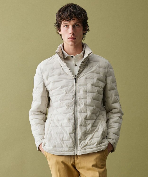 JOSEPH ABBOUD 【キングサイズ・ストレッチ/中綿/軽量/インフード】2WAYストレッチパテッドブルゾン アイボリー系