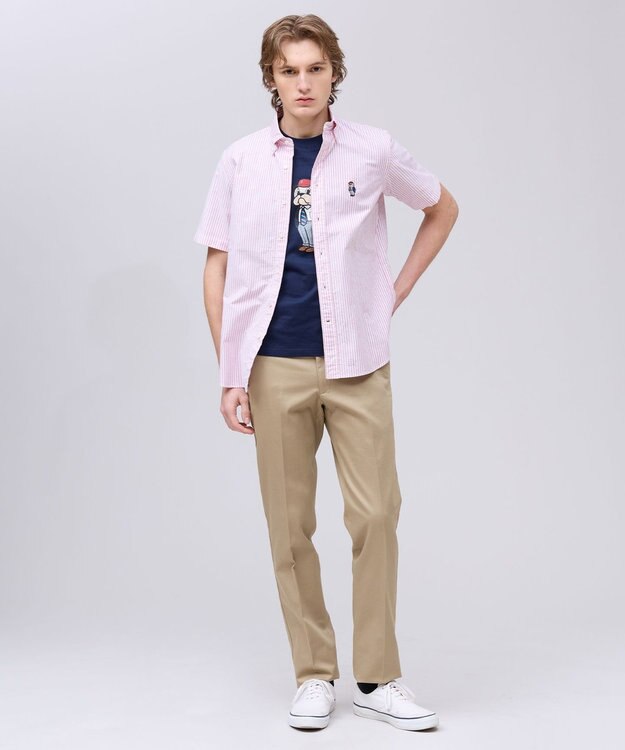 J.PRESS MEN 新デザイン【BULLDOG BOY】オックスフォード 半袖シャツ / B.D. レッド系1