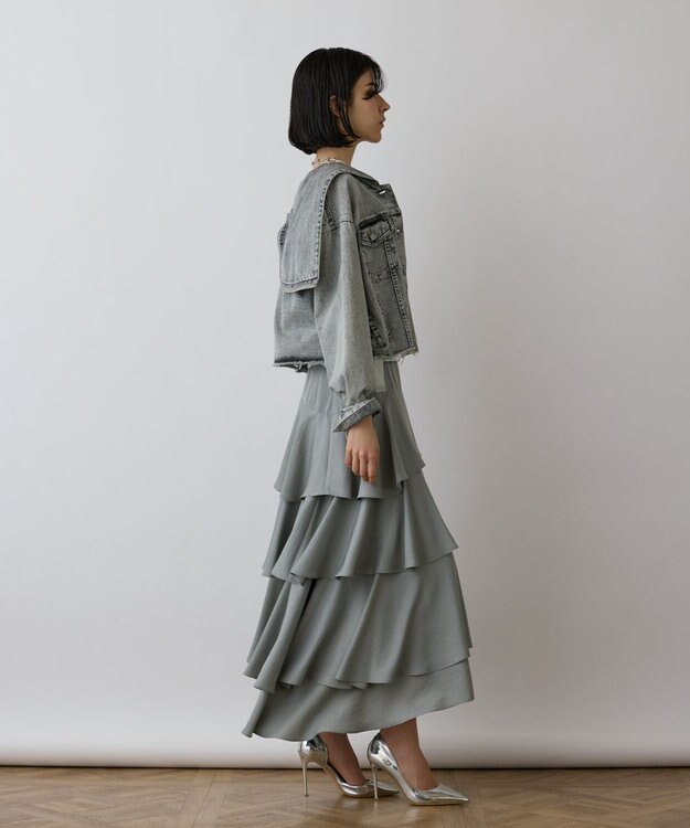 GRACE CONTINENTAL イレヘムサテンスカート グリーン