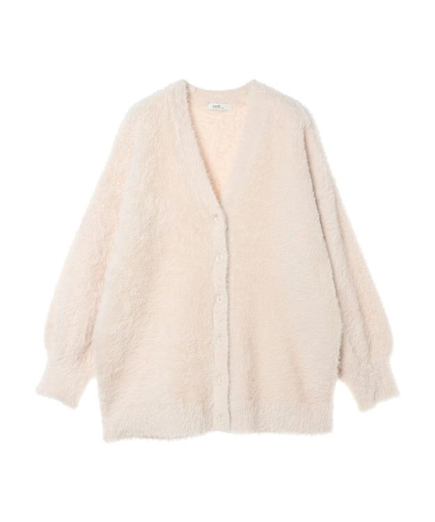 earth music&ecology ロングシャギーＶネックカーディガン Ivory