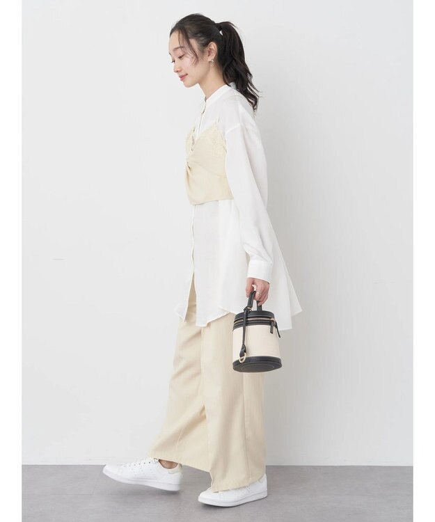 earth music&ecology ピンストライプストレートパンツ Beige