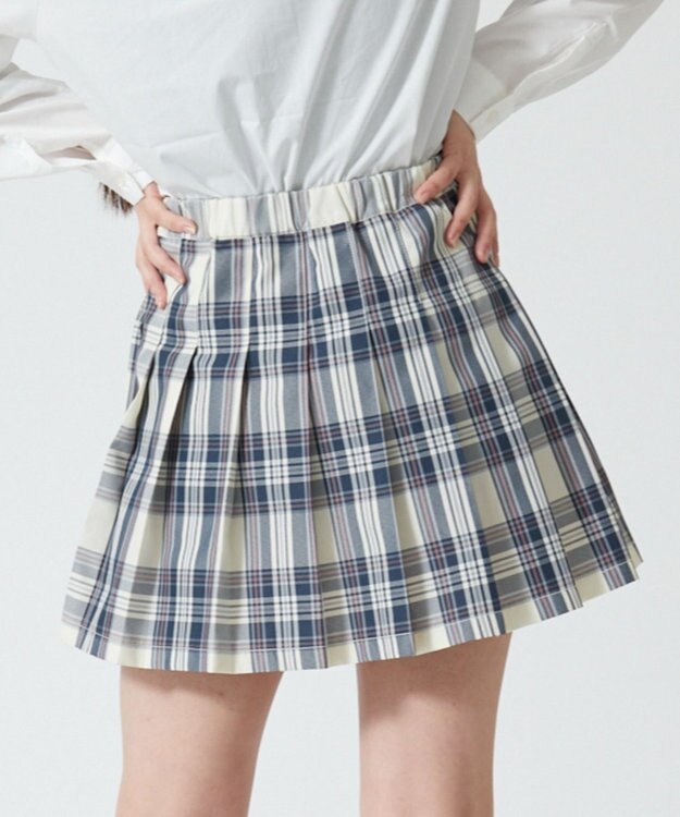 WEGO 【SCHOOLITEM】スクールプリーツスカート ホワイトチェック1