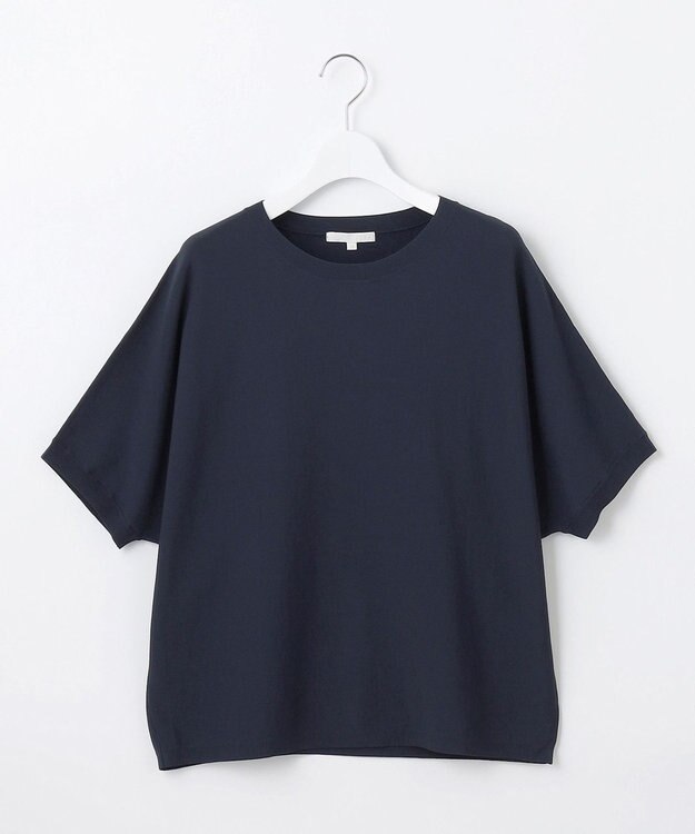 自由区 【WEB限定カラーあり・接触冷感・UVカット】クレープストレッチドルマン ニット ネイビー