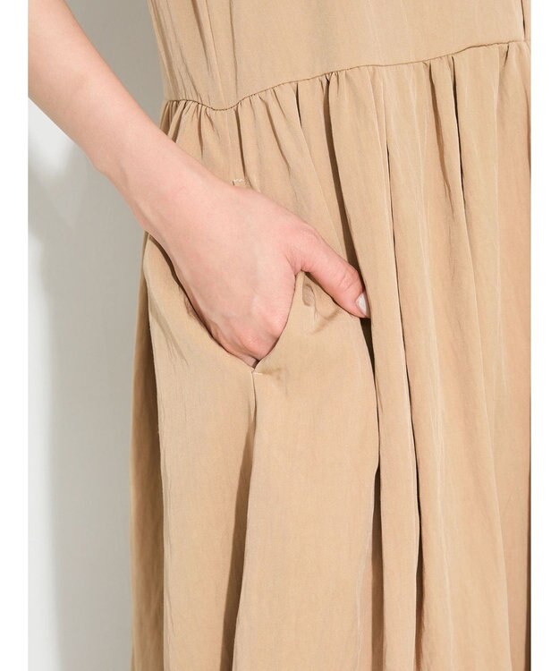 Green Parks ローウエスト切替開襟シャツワンピース Beige