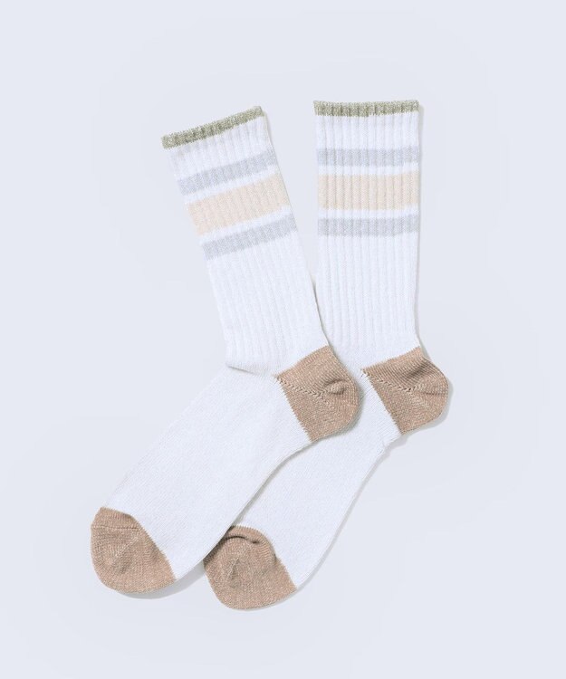 WHITE MAILS 【UNISEX】PAPER RIB LINE ソックス オフホワイト