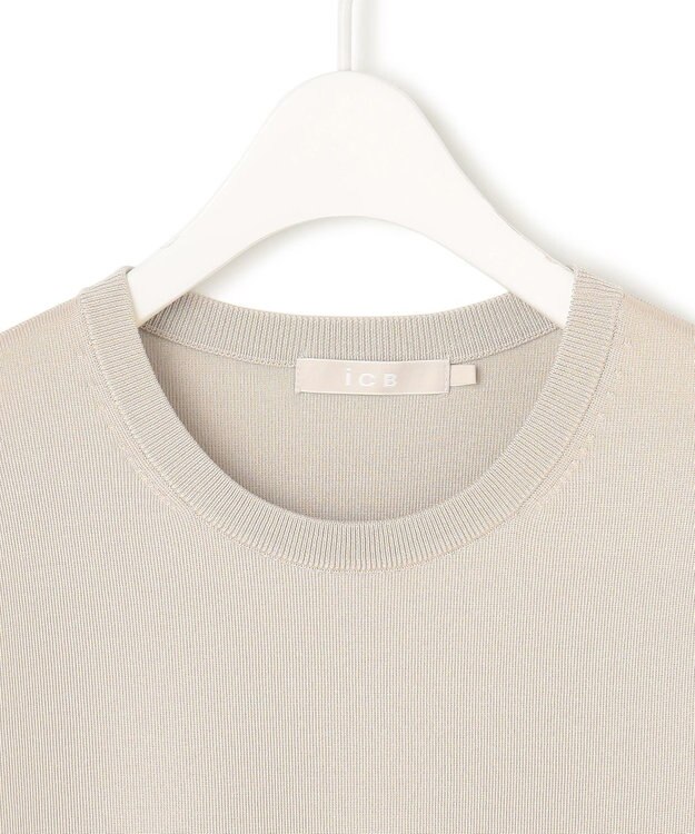 ICB L 【WEB限定・洗える】シンセティックヤーンスムース ペプラムニット トープ系