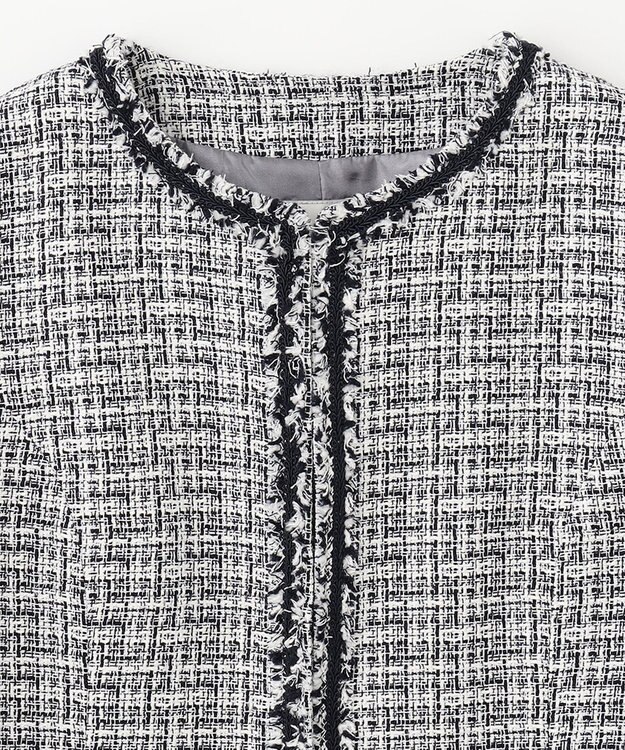 ANY ファンシーラメツイード ノーカラージャケット ホワイト系3