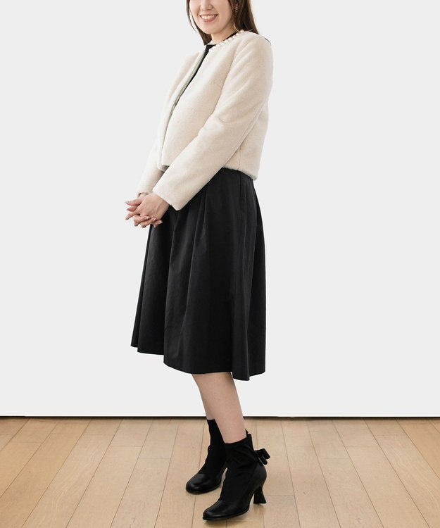 TOCCA CUSHY ノーカラーフェイクファーコート ホワイト系