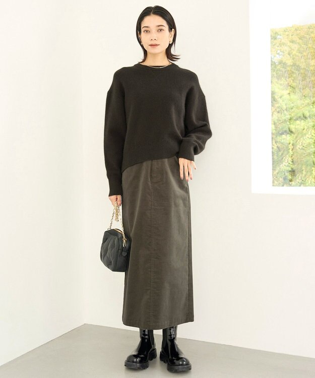 UNFILO 【WEB＆一部店舗限定】へアリースウェット クルーネックニット オリーブグリーン