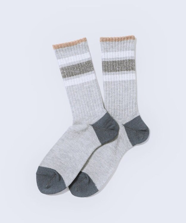WHITE MAILS 【UNISEX】PAPER RIB LINE ソックス ライトグレー