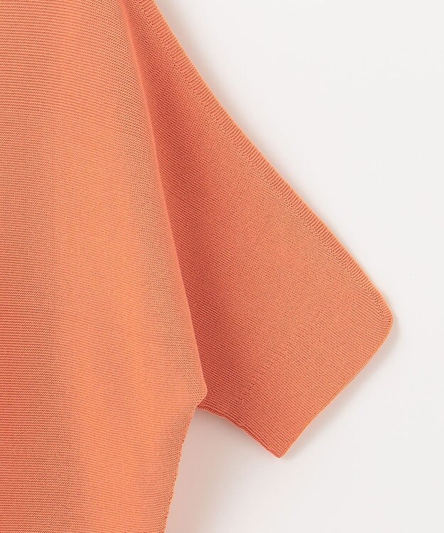 自由区 【洗える】コットンストレッチホールガーメント プルオーバー ニット ライトオレンジ系