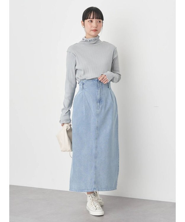 earth music&ecology ナローデニムスカート Light Indigo