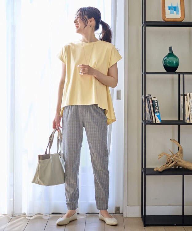 ANY L 【新色追加/洗濯機可/UVカット/ウエストゴム/ストレッチ】7daysデイリーパンツ グレンチェック