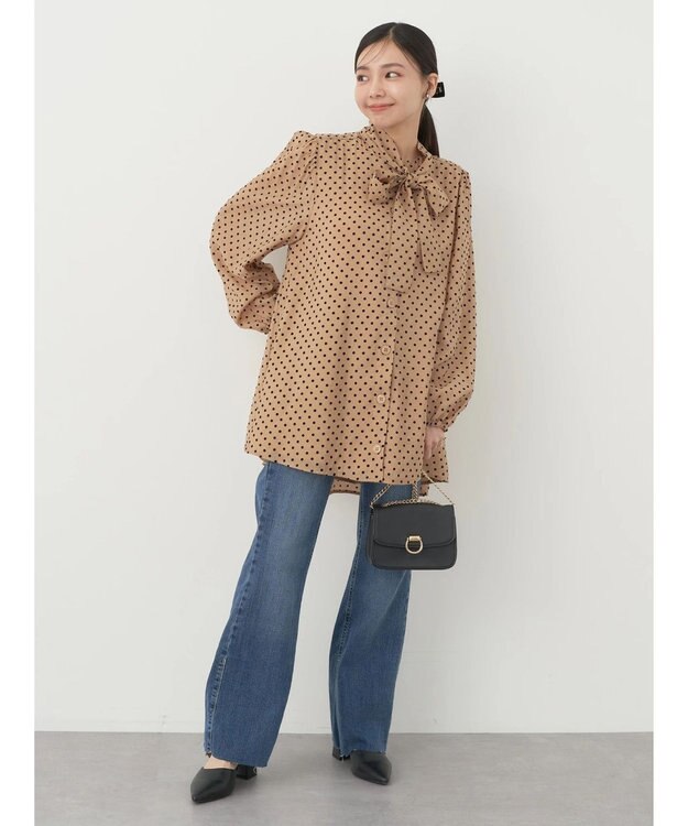 earth music&ecology ドットチュニック丈リボン付きワンピース Dot