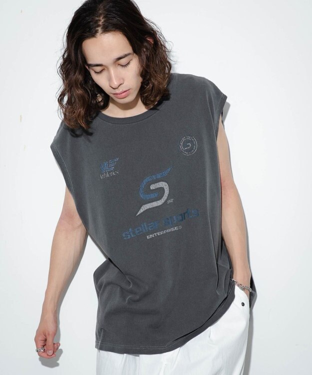 WEGO 【ユニセックス着用アイテム/手洗い可】ピグメントグラフィックノースリーブ 柄5