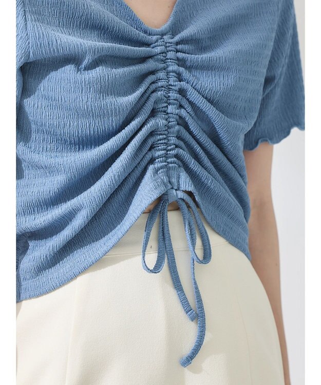 earth music&ecology ポコポコギャザードロストプルオーバー Grayish Blue