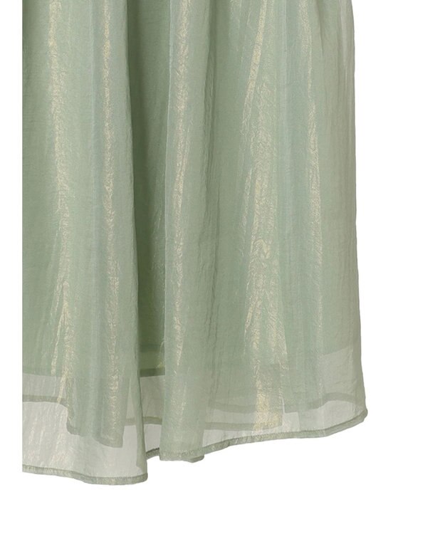 YECCA VECCA 箔プリントシアーギャザースカート Green