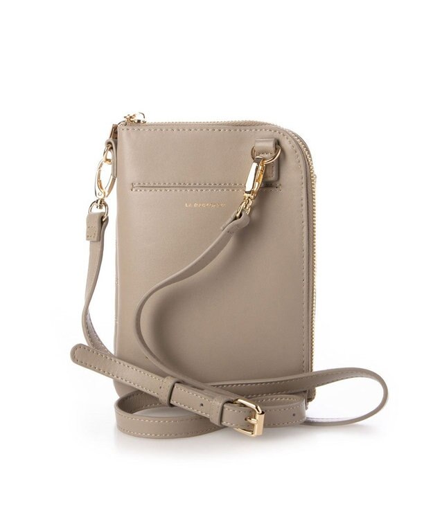 LA BAGAGERIE シープレザー　キルティングスマホショルダー グレージュ