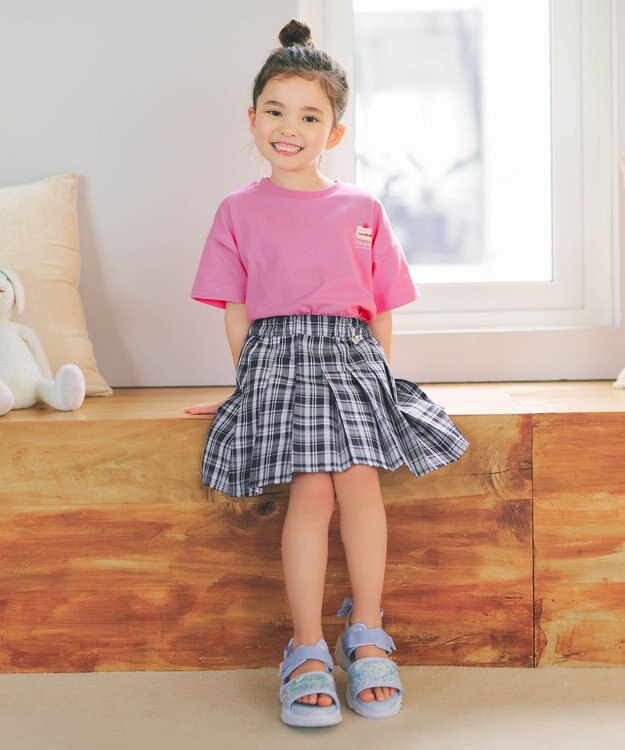 ANY KIDS 【綿100%】バックプリント オーバーサイズTシャツ ピンク×スイーツ