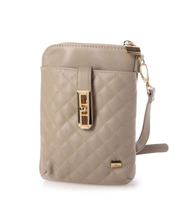 LA BAGAGERIE シープレザー　キルティングスマホショルダー グレージュ