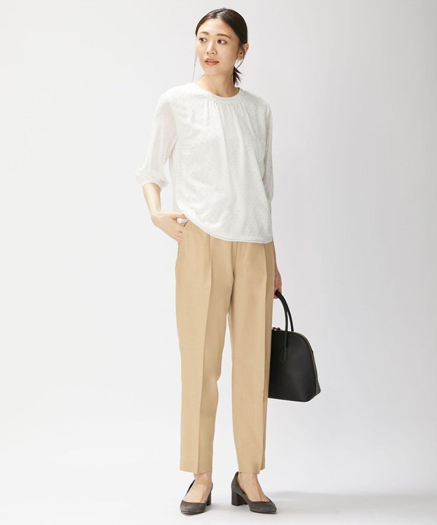 J.PRESS LADIES 【洗える・UVケア・速乾】OXIJEWELストレッチ テーパード パンツ キャメル系