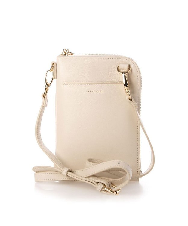 LA BAGAGERIE シープレザー　キルティングスマホショルダー アイボリー