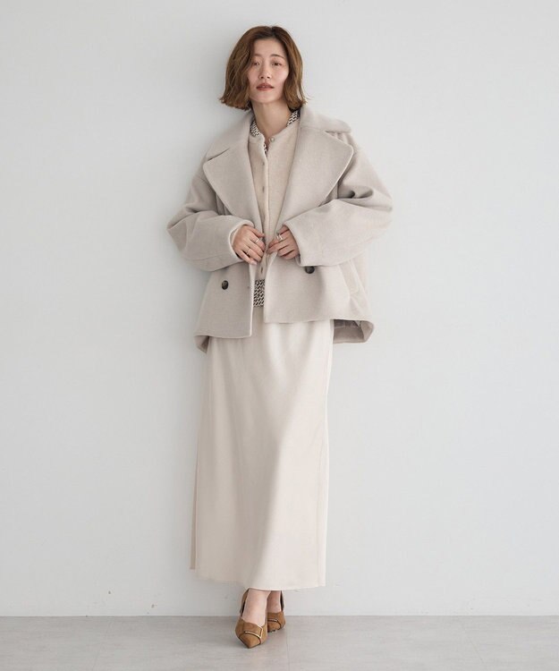 YECCA VECCA サテンフレアスカート Ivory