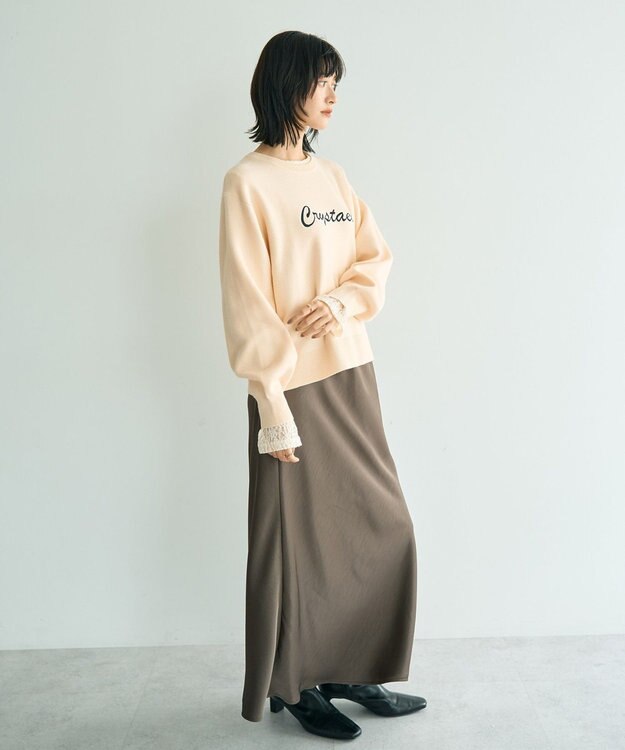 YECCA VECCA サテンフレアスカート Brown