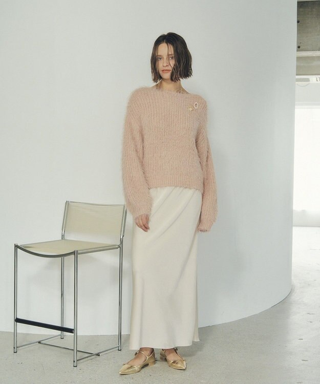 YECCA VECCA サテンフレアスカート Ivory