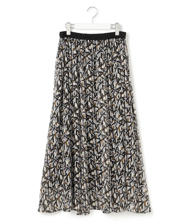 23区 L 【洗える】Ratti アブストラクトプリント スカート ブラックプリント