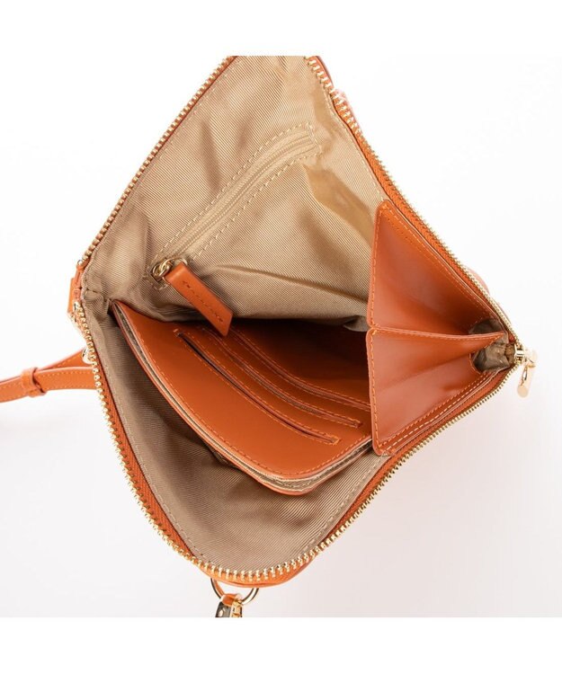 LA BAGAGERIE シープレザー　キルティングスマホショルダー オレンジ