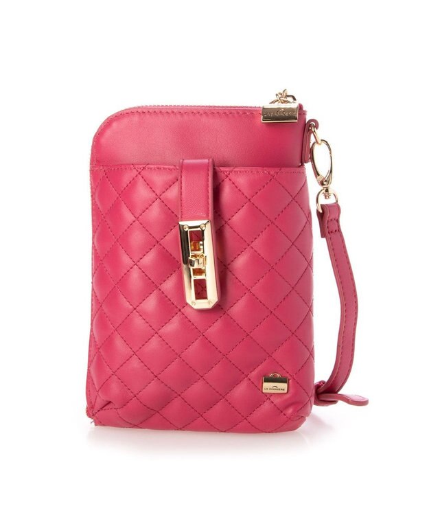 LA BAGAGERIE シープレザー　キルティングスマホショルダー ピンク