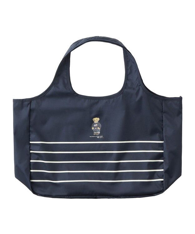 MOONBAT POLO RALPH LAURENRL ポーチ付きレインバッグ ワンポイントポロベア／撥水加工 ネイビーブルー