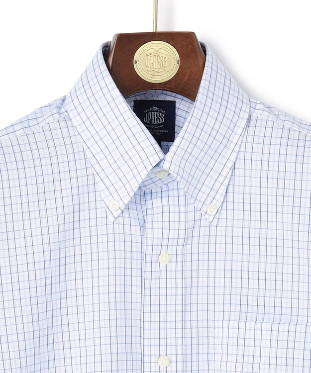 J.PRESS MEN 【PREMIUM PLEATS / 形態安定】タッタソールチェック ドレスシャツ / B.D. サックスブルー系3