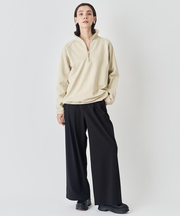 UNFILO マイビューティ タックワイドパンツ ブラック