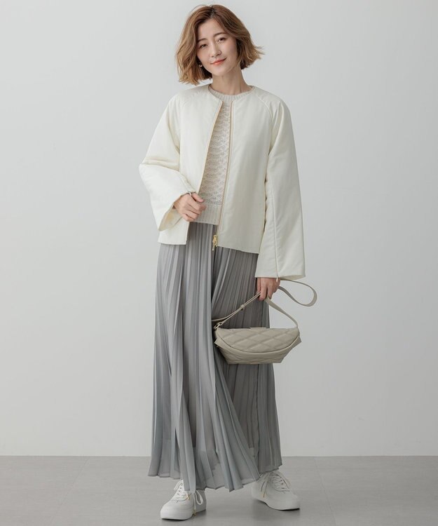 23区 S 【23区×Oggiコラボ /撥水加工】中綿 パディングタフタ ジャケット アイボリー系