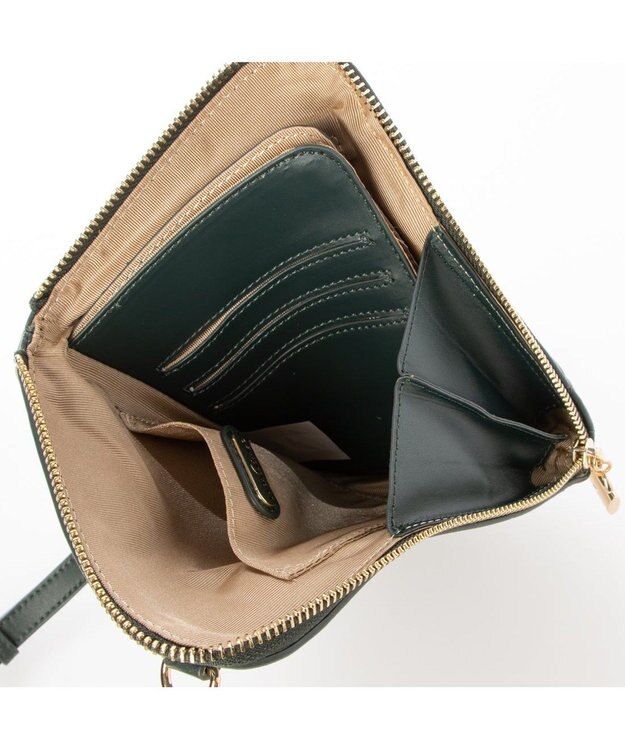 LA BAGAGERIE シープレザー　キルティングスマホショルダー グリーン