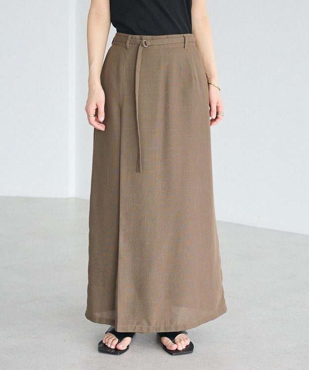 CRAFT STANDARD BOUTIQUE リネンライクラップ風スカート Ivory