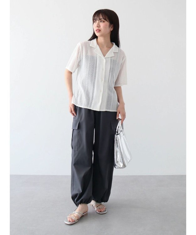 Green Parks レース開襟ブラウス Off White