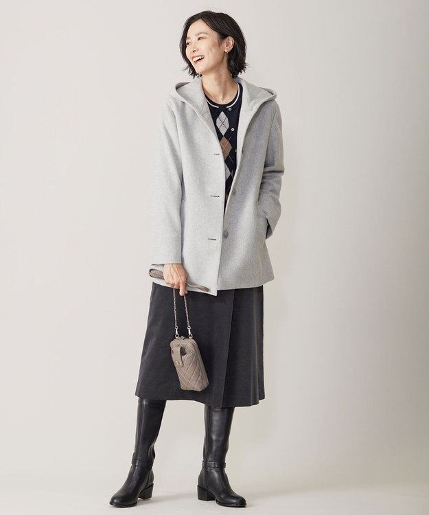 J.PRESS LADIES L 【洗える・吸水速乾】AIRDUROY LIGHT コーデュロイ スカート グレー系