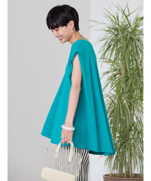 AMERICAN HOLIC 接触冷感フレンチスリーブカットチュニック Turquoise Blue