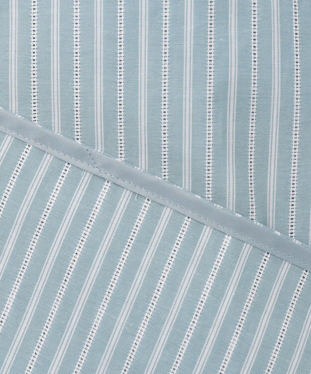 J.PRESS LADIES 【洗える】BEZ空羽ストライプ クルーネック V開き ブラウス シーブルー系1