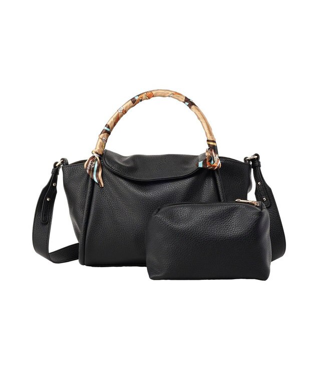 Green Parks ３ＳＥＴスカーフ付コードハンドルバッグｉｎポーチ Black