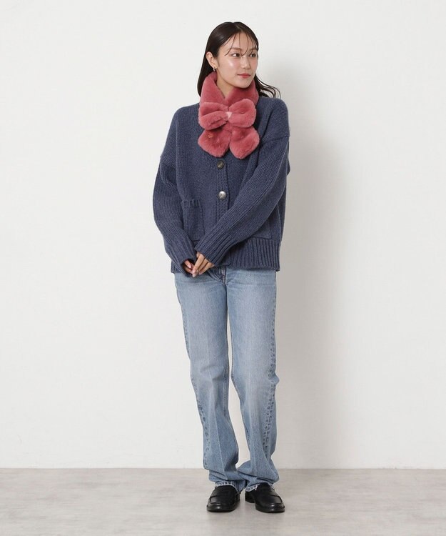 MOONBAT 【新色追加】PAUL & JOE ACCESSOIRES フェイクファーリボンマフラー ダークレッド