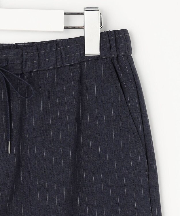 J.PRESS LADIES ペンシル SLUB STRIPE ワイド イージー パンツ ネイビーストライプ系