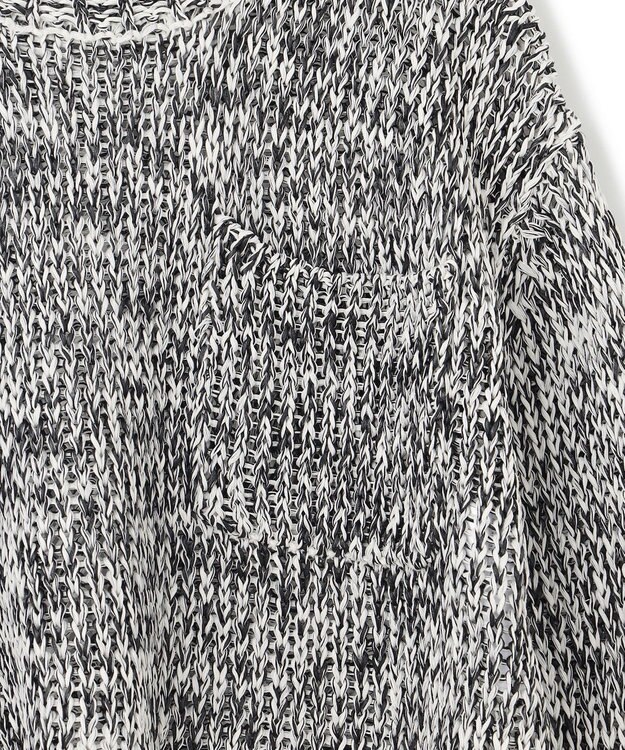 BEIGE， 【洗える・STORY 6月号掲載】THYME / クルーネックコットンメッシュニット Ecru×Black