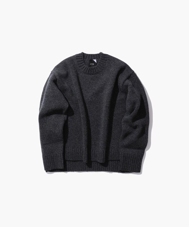 ATON COOMA LAMBS WOOL | ショートクルーネックプルオーバー CHARCOAL GRAY