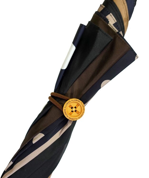 +RING レディース向け プラスリング 雨傘（長）60cm BLK/BRN T1402 黒