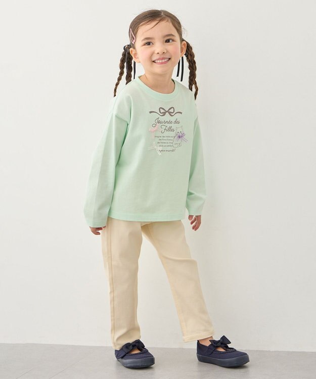 ANY KIDS 【洗濯機可能】ときめきストレッチ ネコパンツ エクリュ