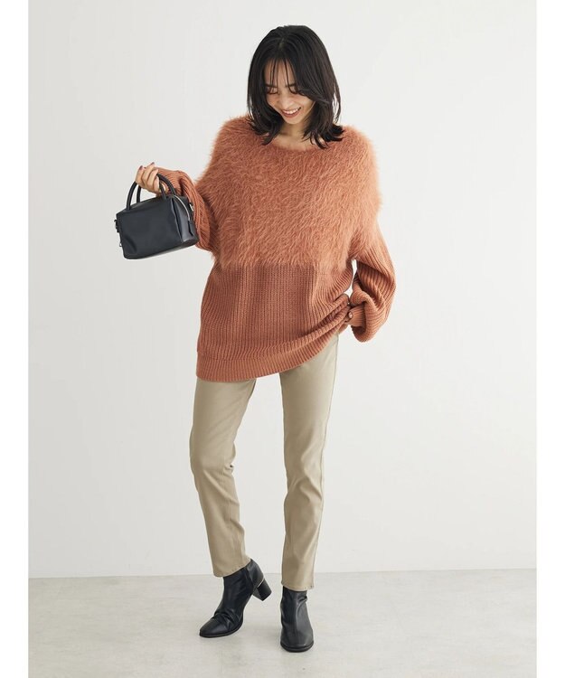 Green Parks 裏起毛ストレッチスキニーパンツ Gray Beige